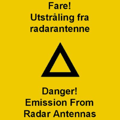 Warning - Danger! Emission from radar antenna - NO/EN